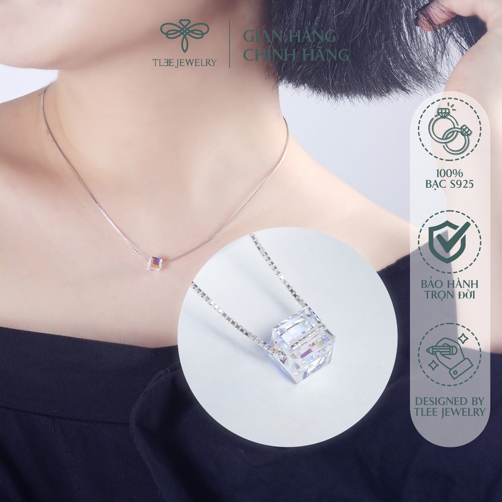Dây chuyền bạc nữ TLEE vòng cổ pha lê lấp lánh sang trọng NCJ D0100