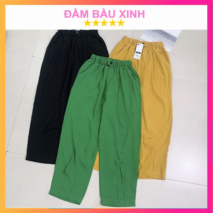 Quần Nữ Chất Đũi Cạp Chun Đính Cúc Chuẩn GU 3 Màu Cao Cấp