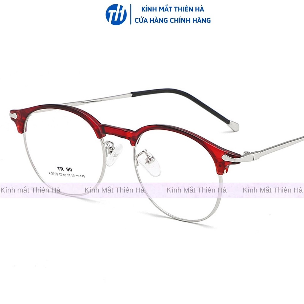 Gọng kính cận tròn THIÊN HÀ OPTICAL chất liệu nhựa kết hợp kim loại dáng tròn nhiều màu hot trend Hàn Quốc TH2736