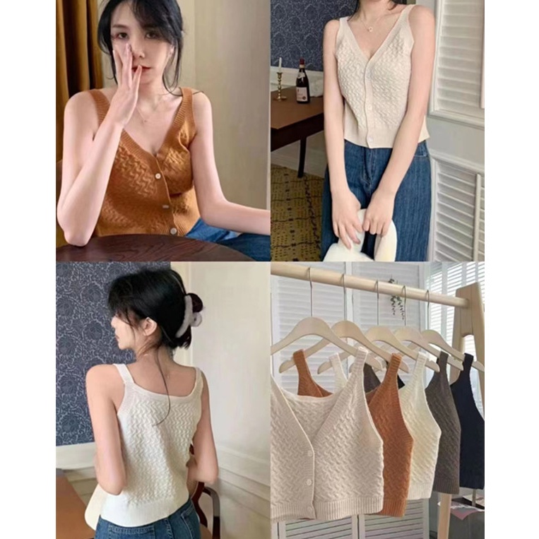SUXI Áo Sweater Dệt Kim Sát Nách Kiểu Vintage Thời Trang Thu Đông Cho Nữ