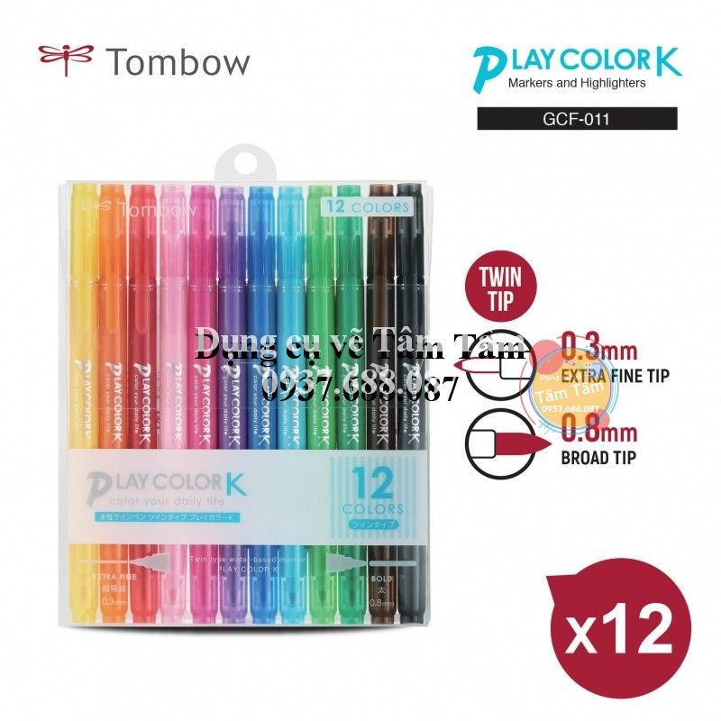 [ TÂM TÂM ]-Bút 2 đầu Tombow Play Color K - Bộ 6 màu - 12 MÀU