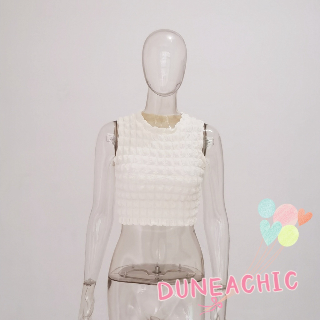 DUNEA Áo Tank Top Sát Nách Cổ Tròn Thiết Kế Xinh Xắn Cho Nữ