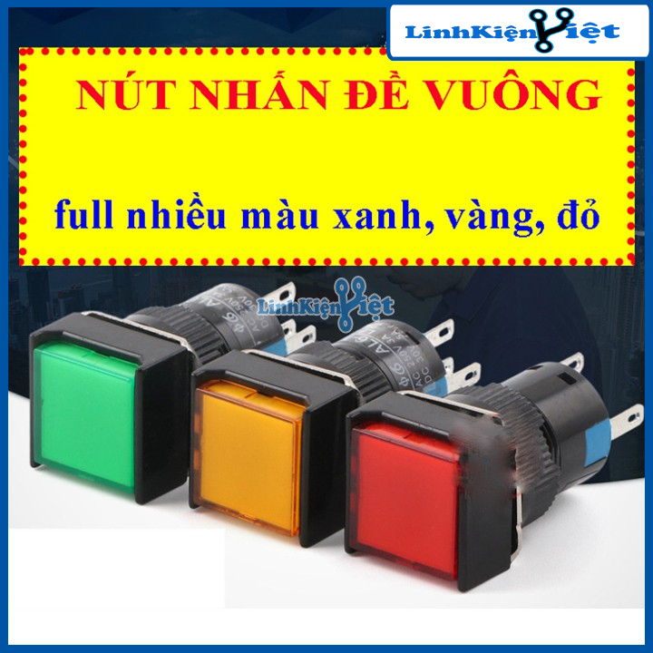 Nút Nhấn Đề Vuông 24VDC AL6 - A Nhấn Giữ Có Đèn Nhiều Màu
