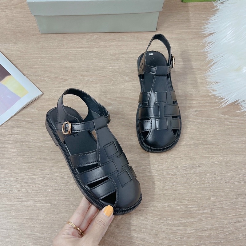 Dép sandal rọ 3 màu đen, trắng, kem hottrend 2022