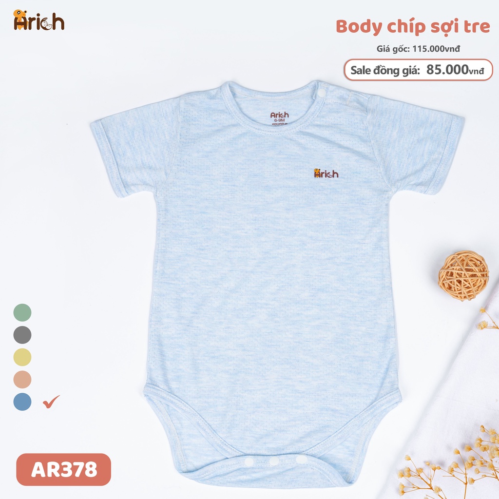 Body chip cộc tay màu trơn Arich newborn-18 tháng