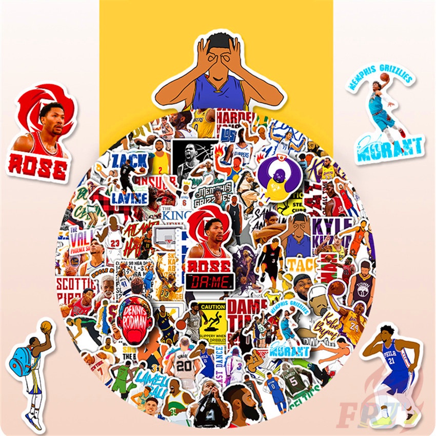 Bộ 100 Cái/Bộ ❉ Sticker Dán Trang Trí Hình Ngôi Sao Bóng Rổ NBA ❉ Sticker Dán Tường Chống Thấm Nước Thời Trang