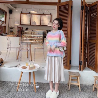 Set áo loang phối chân váy xếp ly