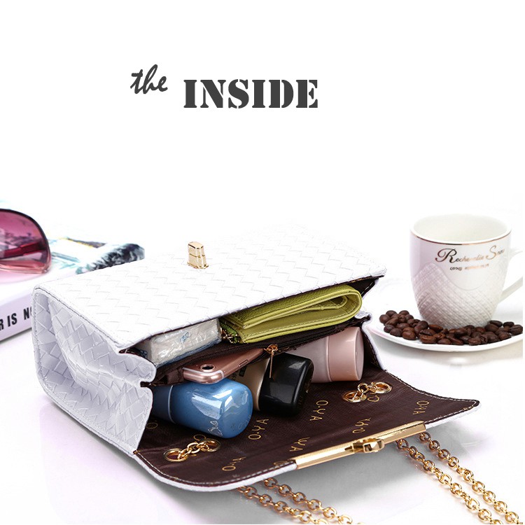 Túi Đeo Chéo, Túi Đeo Chéo T22 Caro Khóa Gài Màu Trắng