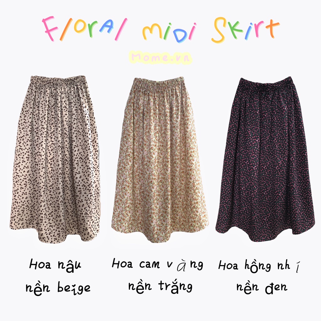 Chân váy dài hoa nhí lưng thun co giãn - MOME.vn