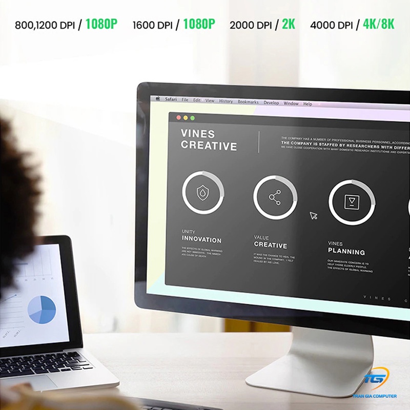 Chuột không dây 2.4G Silent Click 4000 DPI cao cấp Ugreen 90545