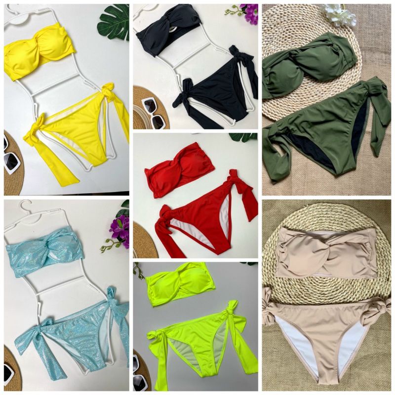 bikini 2 mảnh áo xoắn quần buộc nơ siêu hót