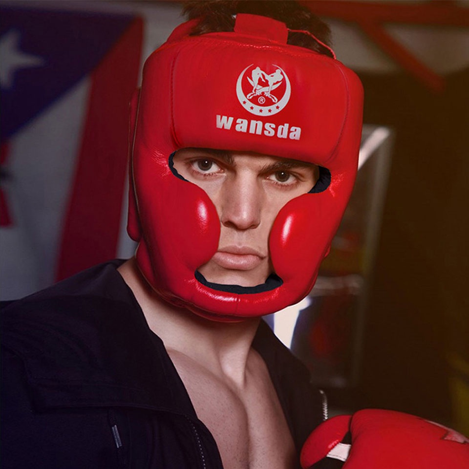 Mũ bảo hiểm bằng PU dùng tập boxing Muay Thai dành cho người lớn và trẻ em