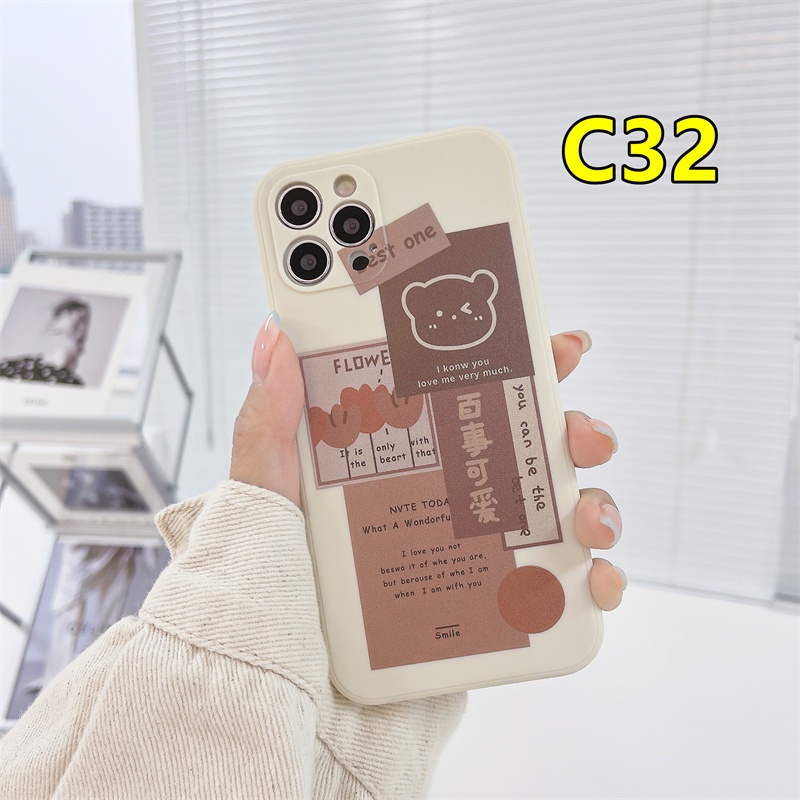 Casing Soft Case Tpu IPhone 12 mini 12 pro max 11 PRO MAX 6 7 6S 8 Plus X XR XSMAX Se 2020 6SPlus 7Plus 6Plus 8Plus XS Realme Motif Korean Cartoon Beruang Lucu Retro Antik TPU Cover