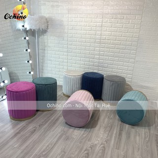 Đôn Tròn Sofa, Ghế Đôn Tròn Trang Điểm Chân Vàng Sang Chảnh (Đủ Màu)