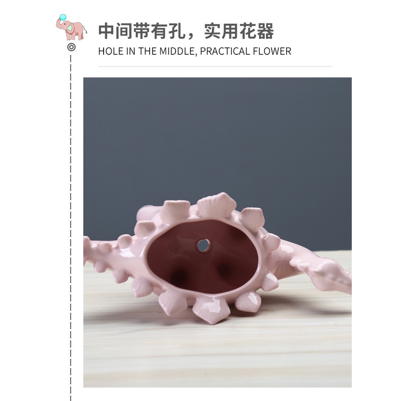 Chậu Trồng Cây Sen Đá Xương Rồng Cây Mini Hình Khủng Long Có Lỗ Thoát Nước