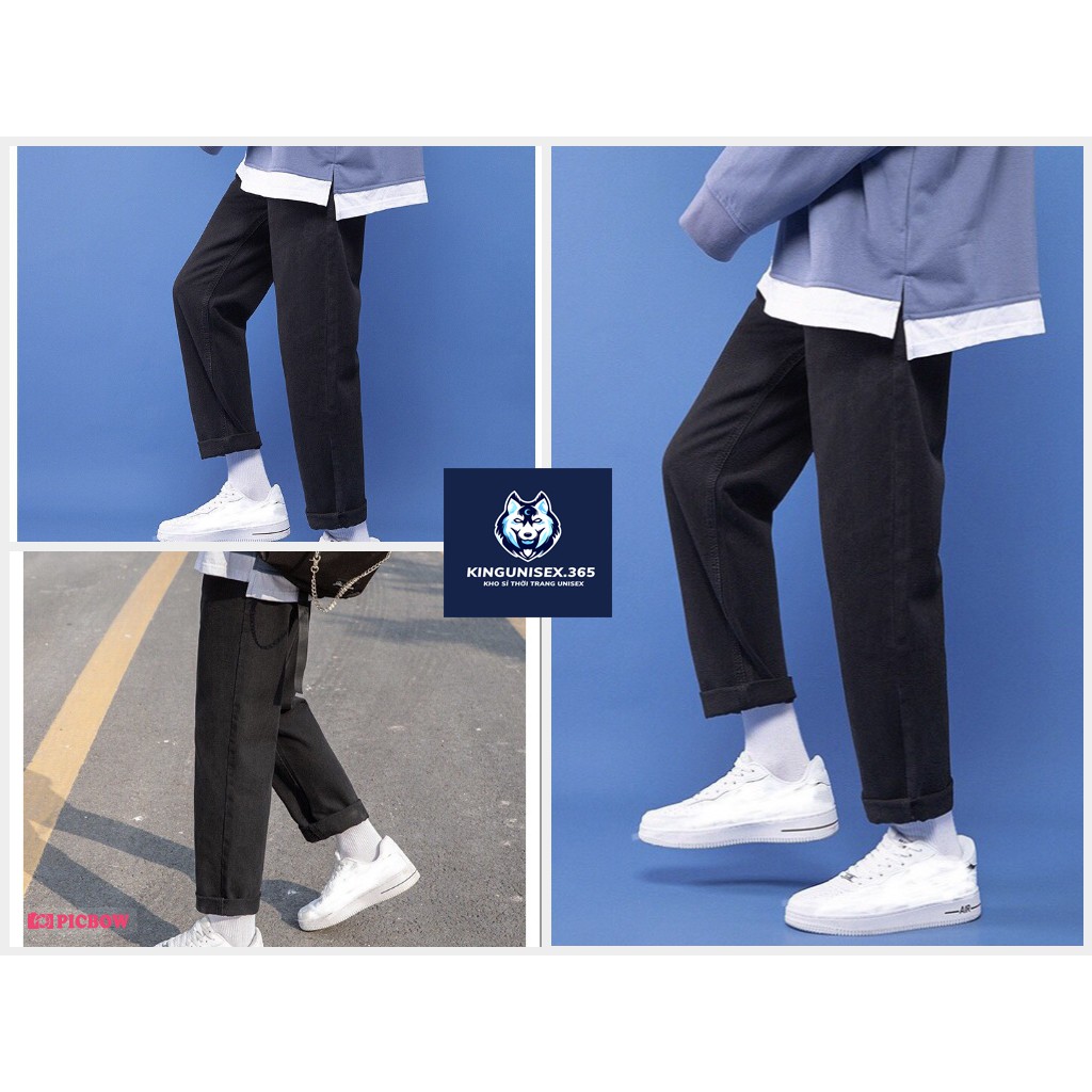 Quần baggy đen nam nữ ống rộng , dáng xuông , không phai màu KINGUNISEX.365