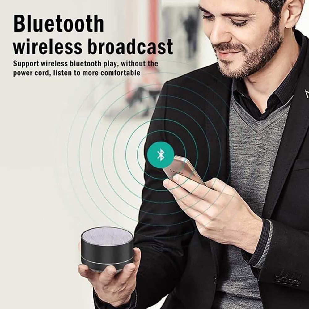 Loa bluetooth A10 mini vỏ nhôm có đèn LED