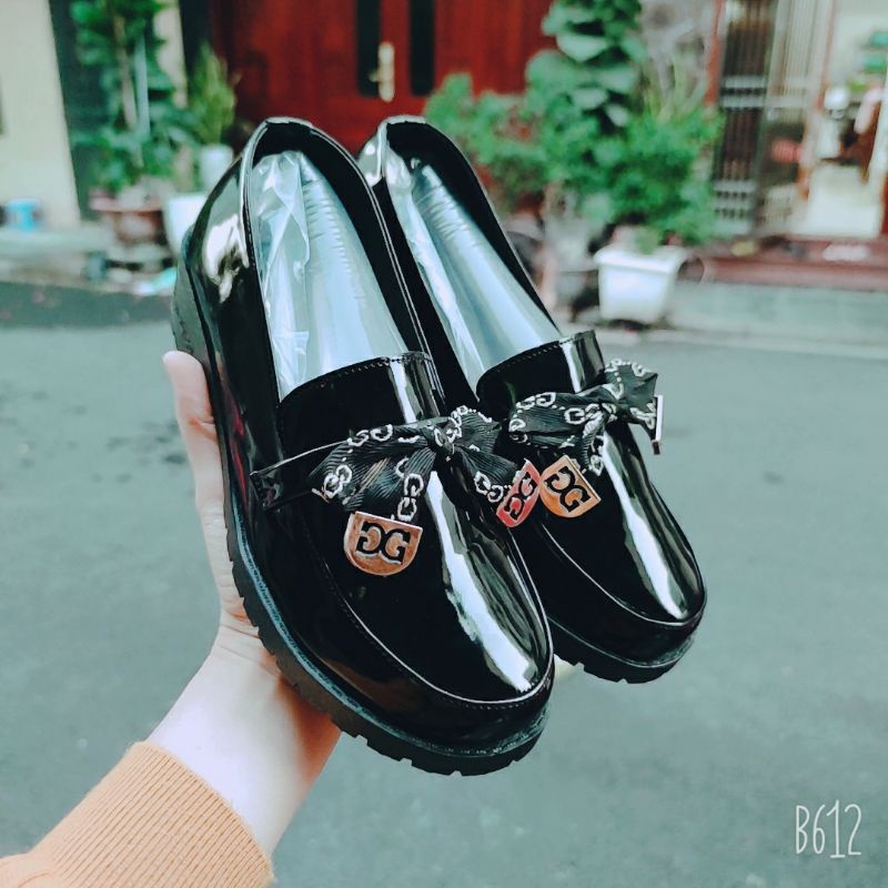Giày búp bê đế bằng mũi tròn đính nơ xinh xắn