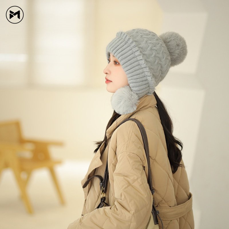 Mũ Len Đan Giữ Ấm Tai Thời Trang Thu Đông Hàn Quốc Cho Trẻ Em
