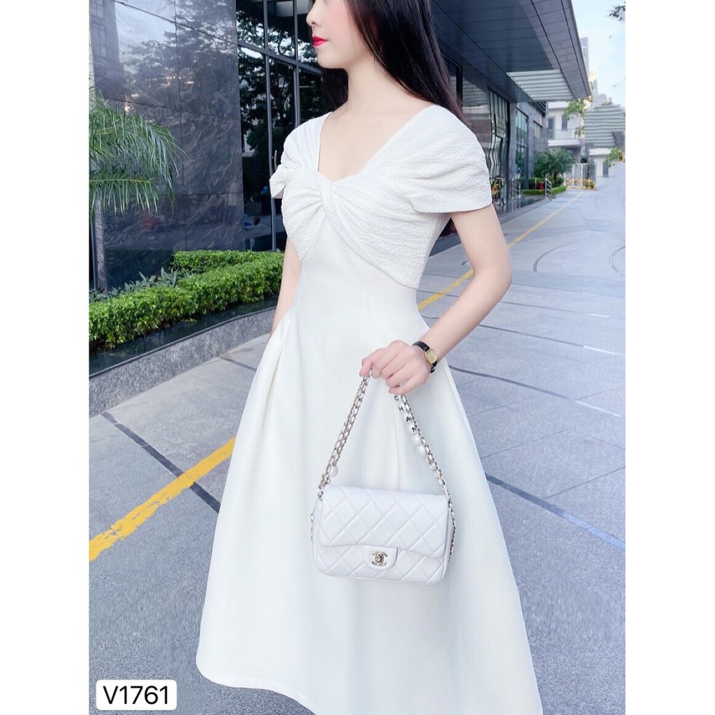 Váy xòe trắng thiết kế V1761  - QUEEN SHOP DOLCE VIVA COLLECTION(ảnh người mẫu+ảnh trải sàn do shop tự chụp)