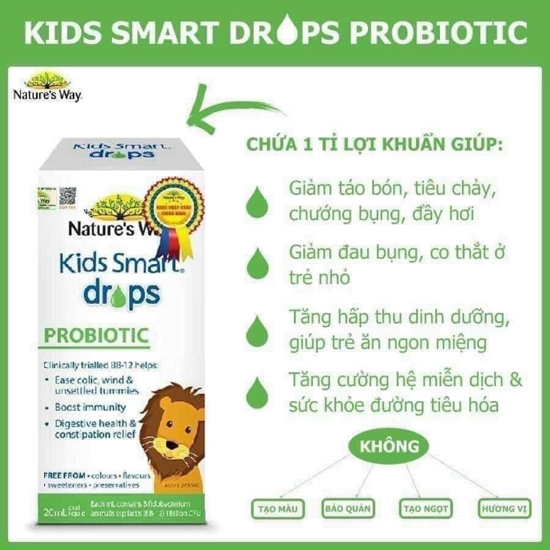 Men Vi Sinh Nature's Way Kids Smart Drops Probiotic Lọ 20ml - Men Vi Sinh Cho Bé Dùng Cho Bé Sơ Sinh