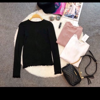 Áo len thun nhún chỉ nữ zara xuất xịn dáng ôm