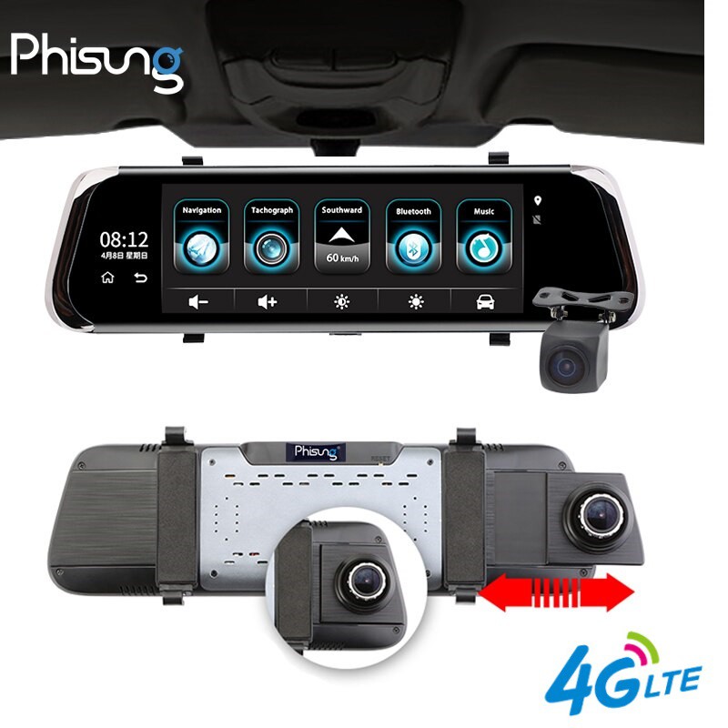 Camera Hành Trình Cao Cấp Chính Hãng PhiSung E08-E Gắn Gương, 4G, Bluetooth, Wifi, GPS, Dẫn Đường,...