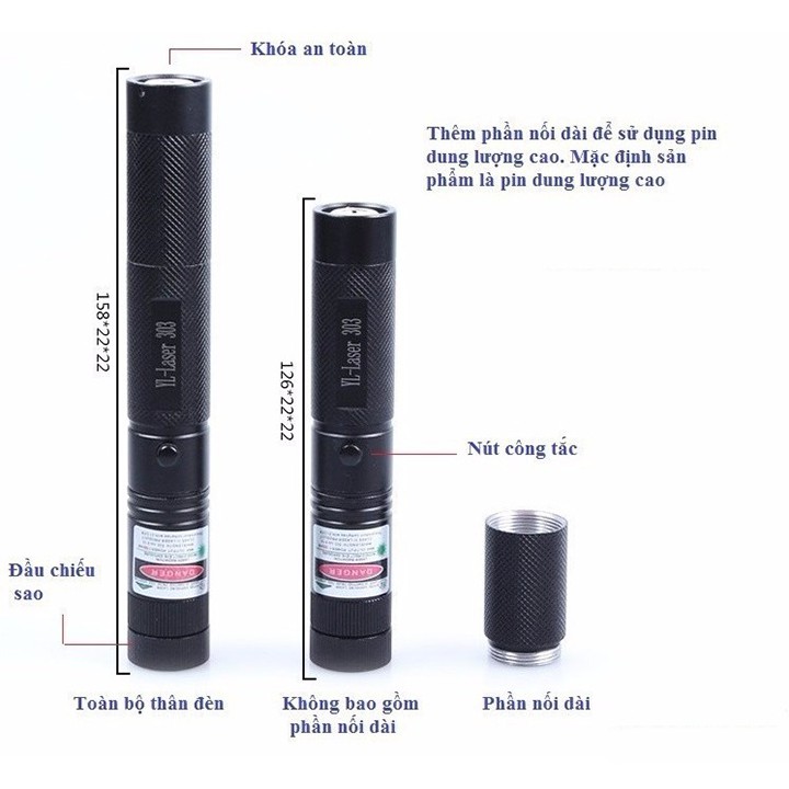 Bút Laser , ĐÈN LAZE 303 ánh sáng xanh CỰC MẠNH