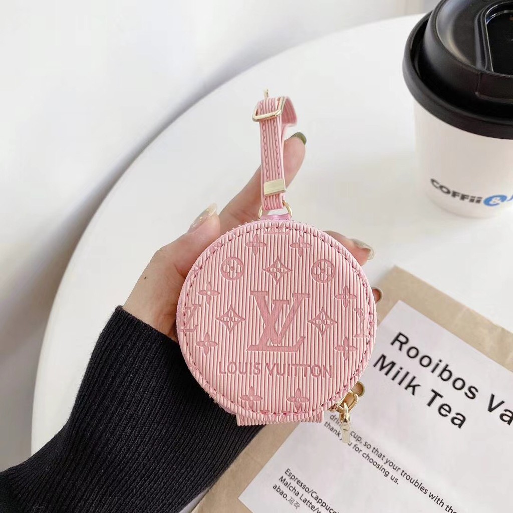 Vỏ Đựng Hộp Tai Nghe Hình Tròn Có Khóa Kéo Chống Trượt & Rơi Cho Airpods 1 / 2 / Pro