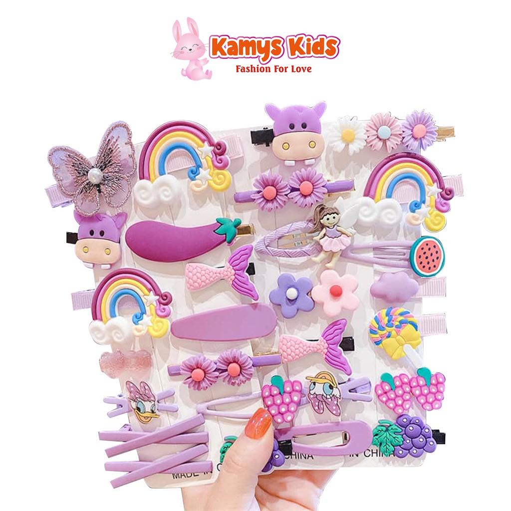 Set 14 kẹp tóc xinh xắn cho bé gái KAMYS KIDS