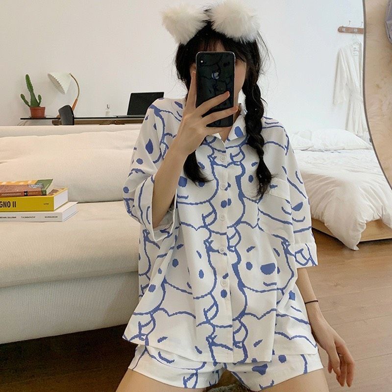 Sét Pijama Gấu Xinh, Bộ Đồ Ngủ Pizama Cute mặc nhà