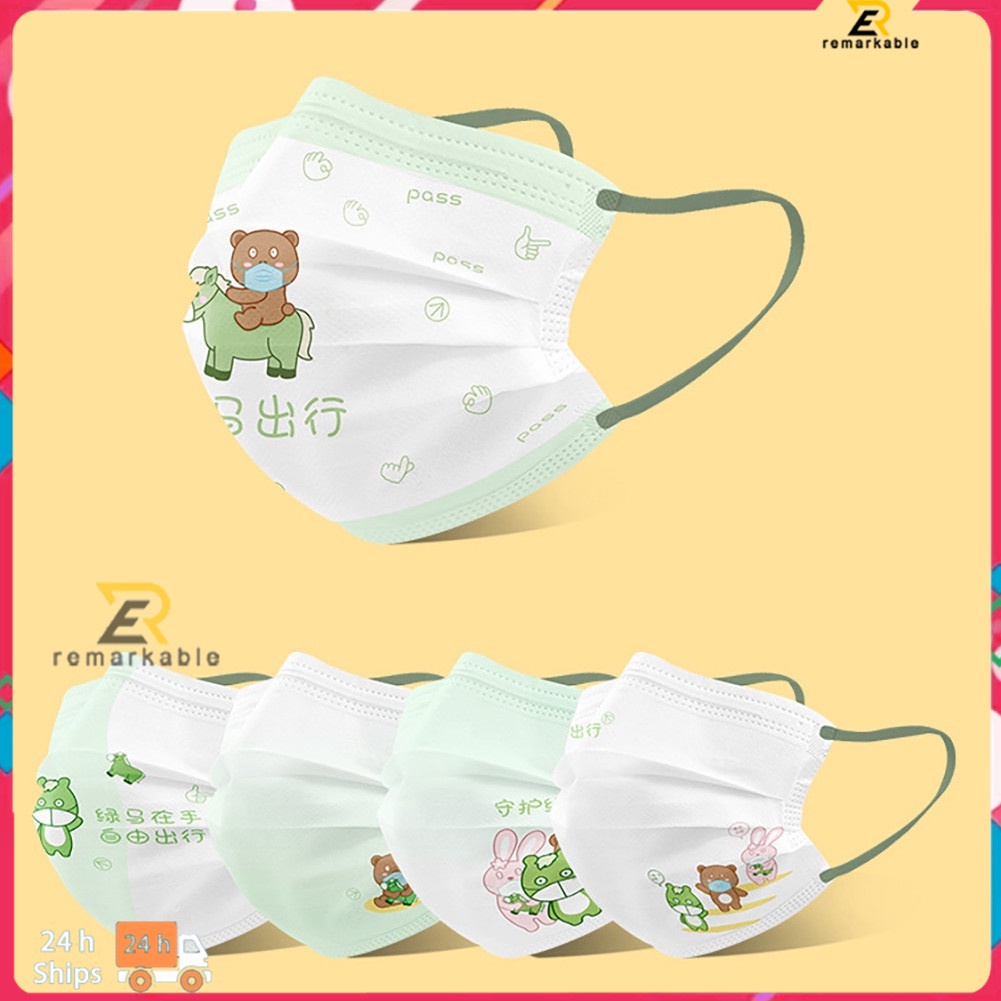 2022 Mới 10 Chiếc Hoạt Hình Xanh In Hoa Văn Dùng Một Lần Bảo Vệ 3 Lớp Phòng Chống Mặt Nạ 【New】