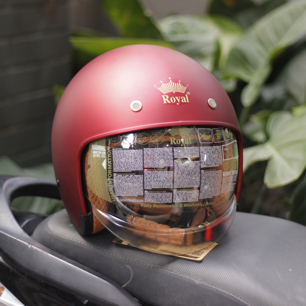 Nón bảo hiểm 3/4 kính âm Royal M139 Đỏ Đô Nhám