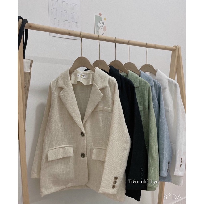 Áo blazer nữ dài tay chất dạ tweed nhiều màu