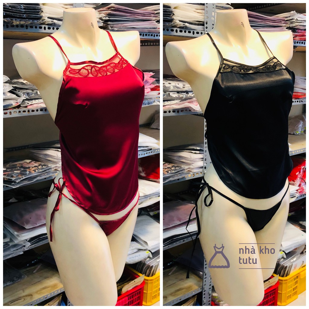 Set đồ ngủ yếm lụa cao cấp L133 | BigBuy360 - bigbuy360.vn