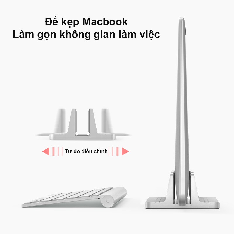 Đế kẹp Giá đỡ Laptop Macbook nhôm nguyên khối dạng đứng Techroom