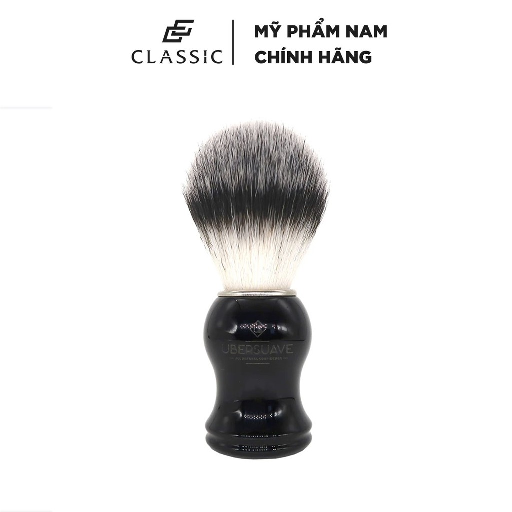 Cọ Cạo Râu Ubersuave Black & Chrome Handle Synthetic Bristle Shaving Brush