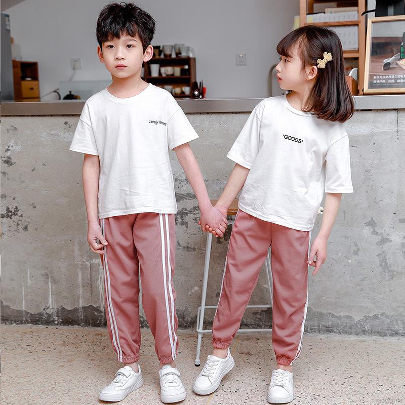Bộ Áo Thun Cộc Tay In Chữ+Quần Dài Cho Bé