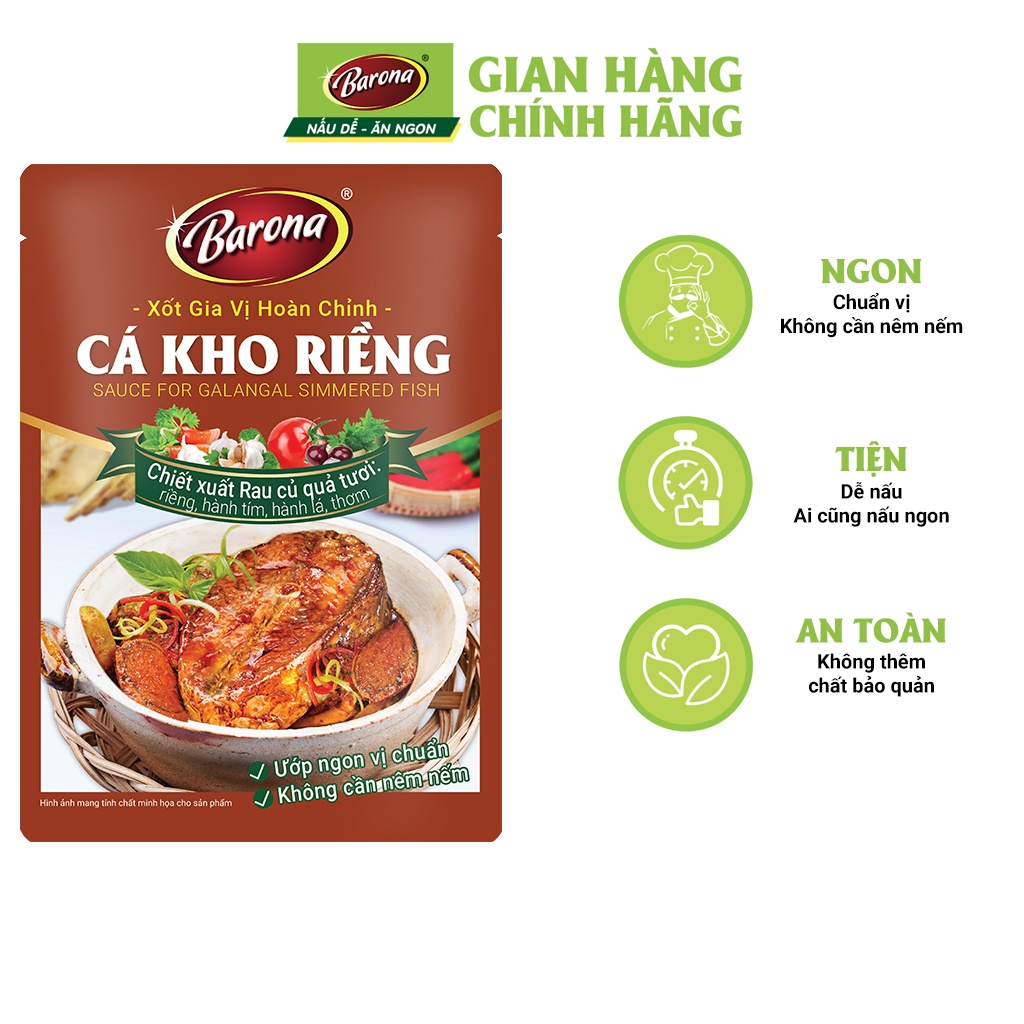 Gia Vị Kho Riềng Barona 80g ướp ngon chuẩn vị không cần nêm nếm