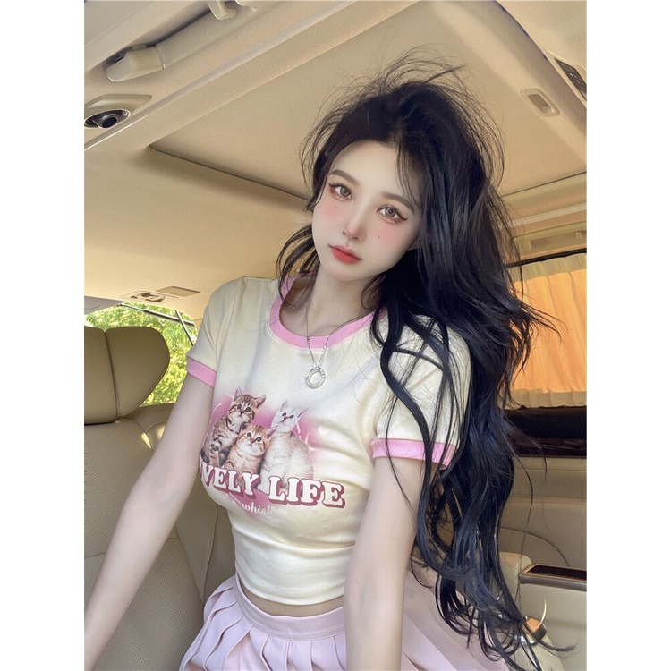 ÁO THUN CROPTOP NỮ 3 CON MÈO LOVELY LIFE DỄ THƯƠNG PHONG CÁCH HÀN QUỐC CÓ FREESIZE <72KG CR2271