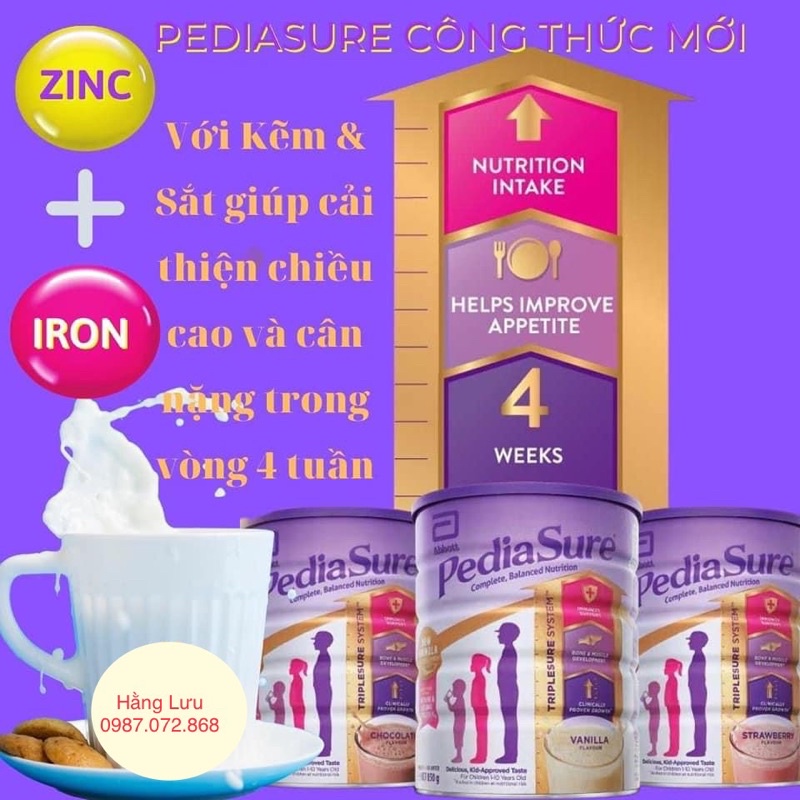 Sữa PediaSure Úc nắp tím vị vani 850g