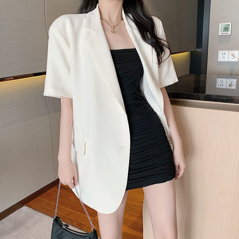 JANE Đầm hai dây gấp nếp Mây sóng quyến rũ tôn dáng + áo khoác vest nữ Trắng ngắn tay HÀNG QUẢNG CHÂU | BigBuy360 - bigbuy360.vn