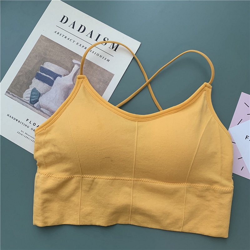 HUANG YOYO Áo Croptop Áo hai dây thể thao thời trang Hàn Quốc cho nữ