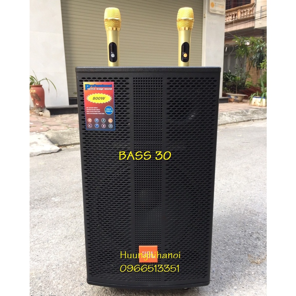 Loa kéo di động công suất lớn JBL bass 3 tấc, vỏ gỗ  2 micro kẽm UHF, chạy điện trực tiếp 220v hát cực hay, loa JBL 1201