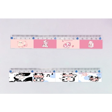 thước bò sữa trà sữa yakult quả bơ trứng lười THI15 dán giấy cute dễ thương 15cm
