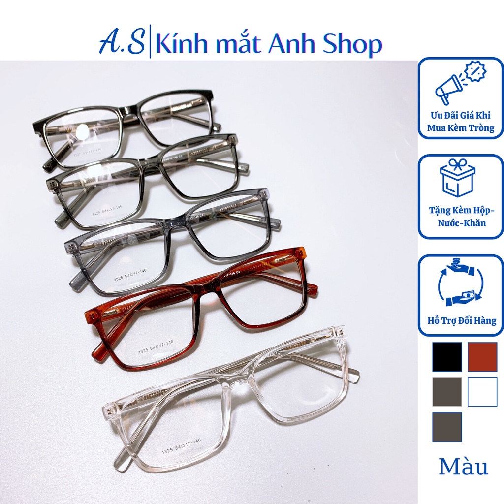 Gọng kính vuông nhựa dẻo lõi kim loại chất liệu dẻo cứng cáp bền đẹp 1325