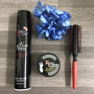 Combo 3SP(Gôm Xịt Tóc Tạo Kiểu Kenlox+Sáp Vuốt Tóc KenLox+Free Lược)