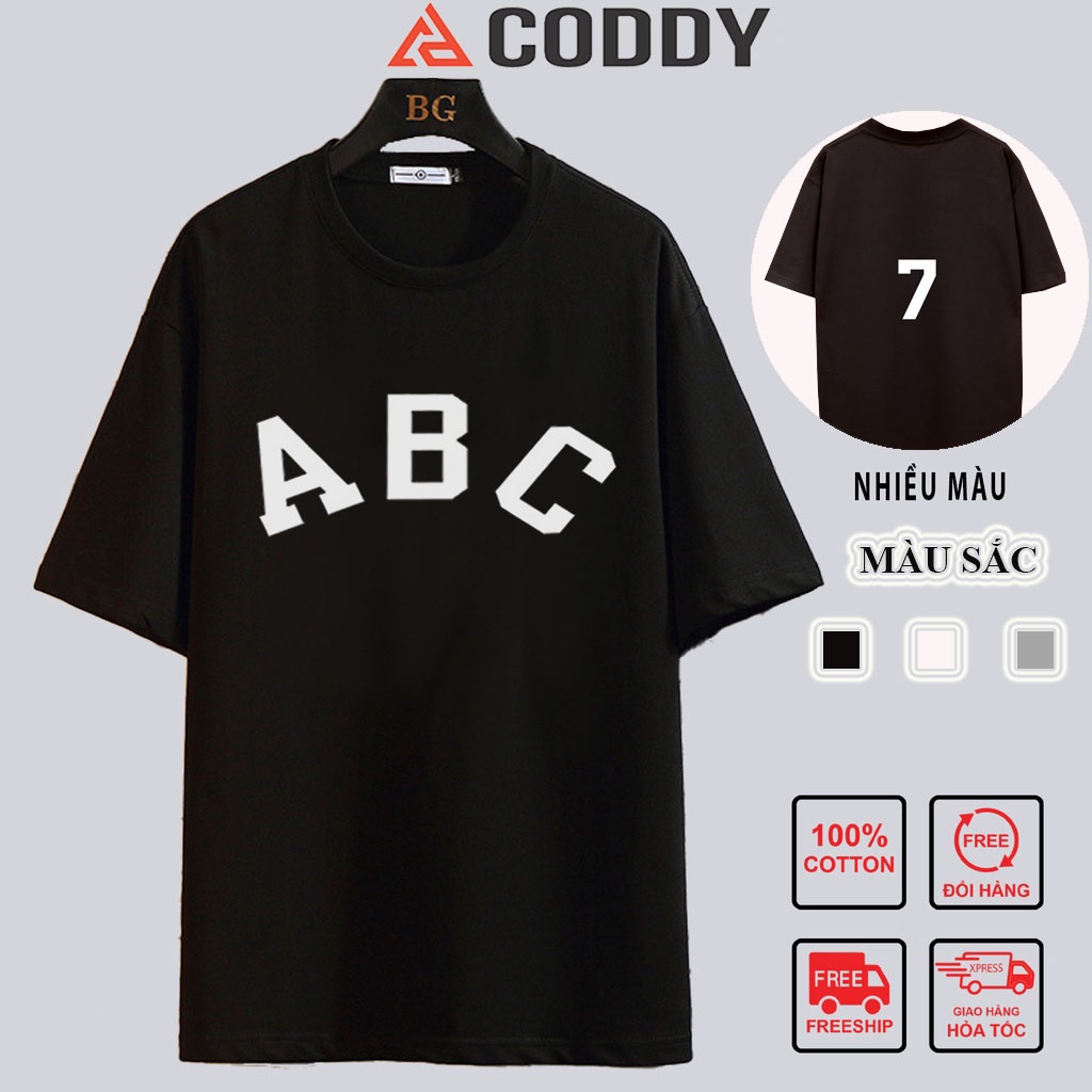 Áo phông ABC tay lỡ unisex nam nữ áo thun form rộng chất cotton mát mềm mịn thấm hút mồ hôi in hình đẹp CODDY - ATL03