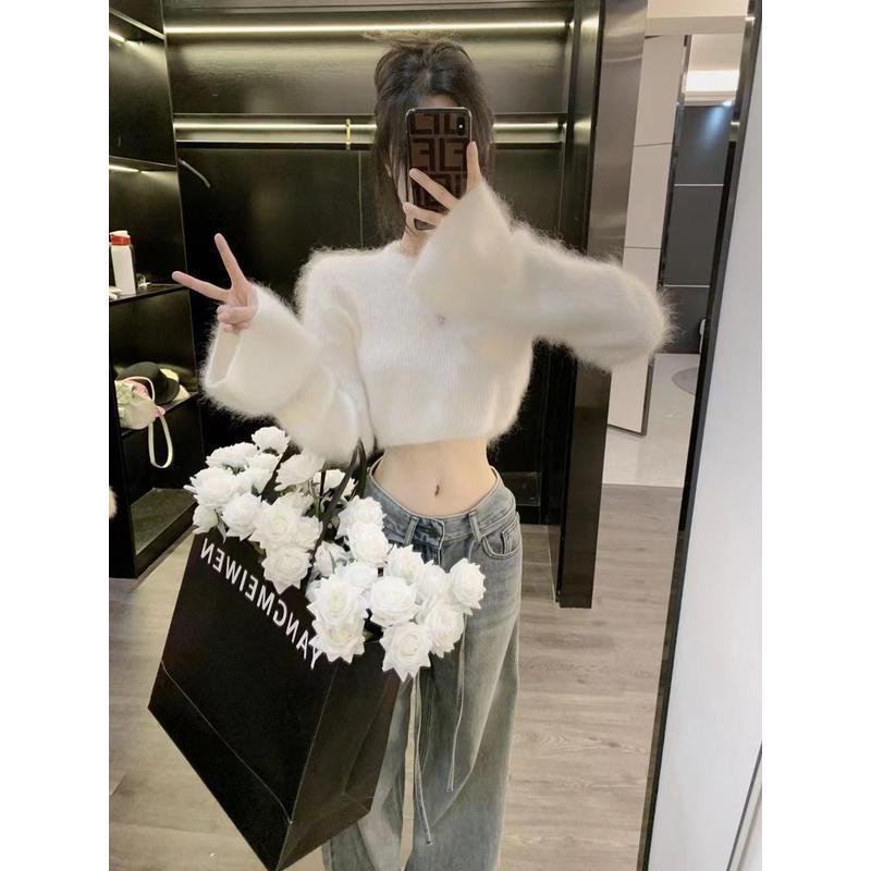Áo Sweater Dệt Kim Tay Loe Thời Trang Thu Đông Dành Cho Nữ