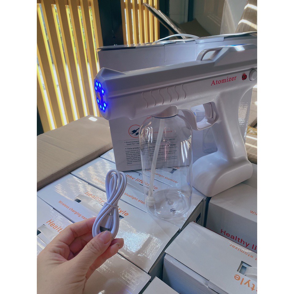 Máy phun khử khuẩn , súng xịt khử khuẩn Atomizer 800ml tích hợp đầu lõi đồng + 8 tia UV  Bảo hành 12 tháng